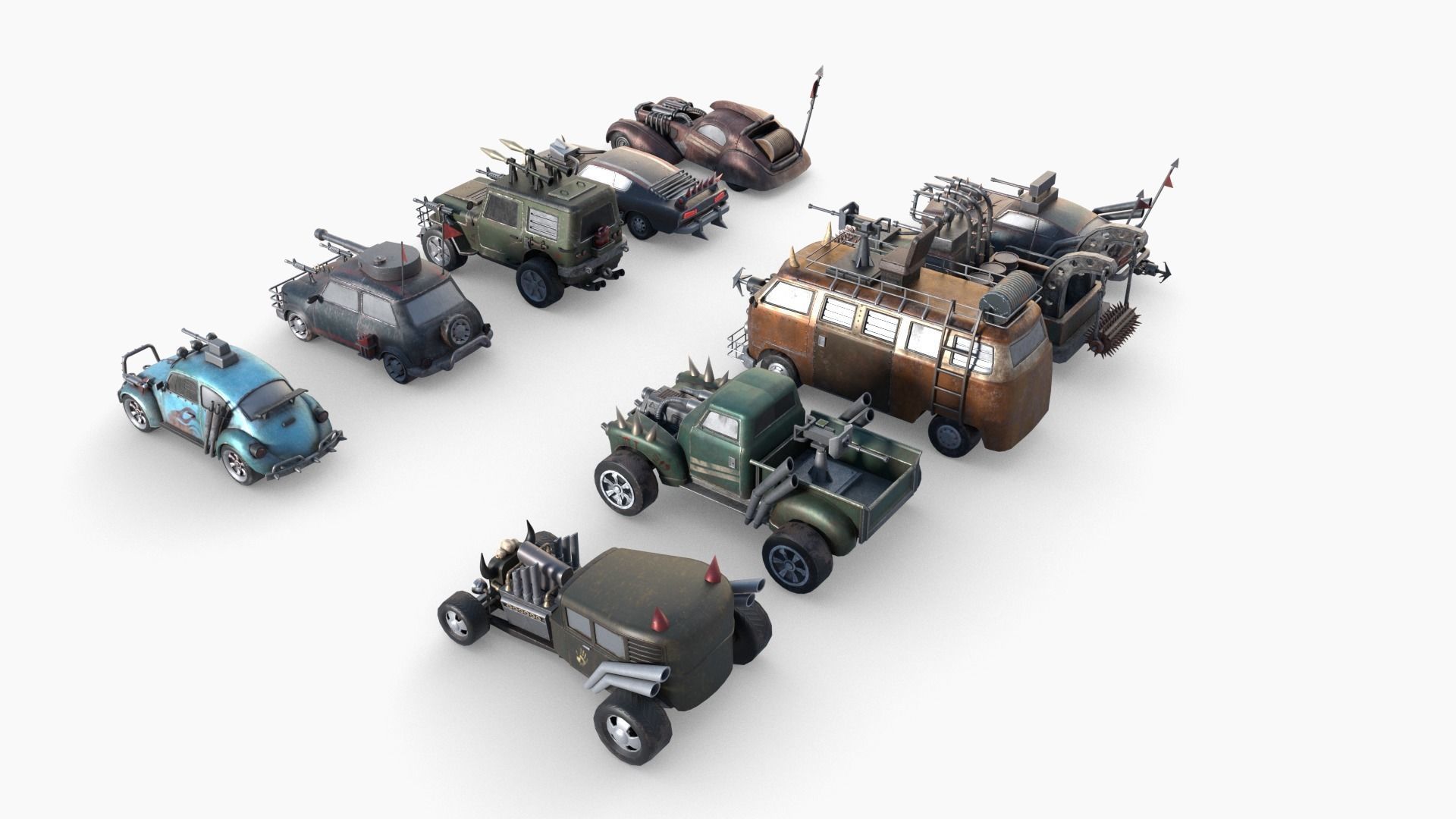Lowpoly  Post Apocalyptic Car Sets  Low-poly 3D model_30