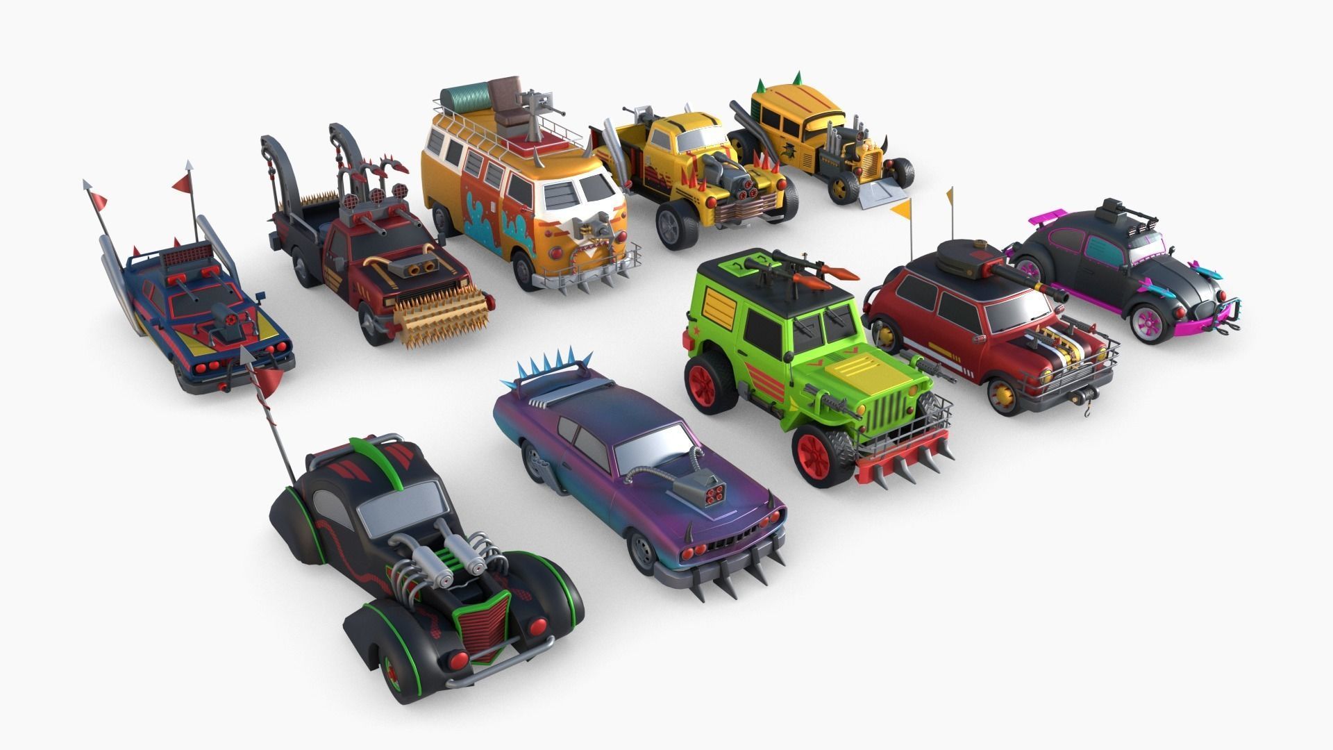 Lowpoly  Post Apocalyptic Car Sets  Low-poly 3D model_34