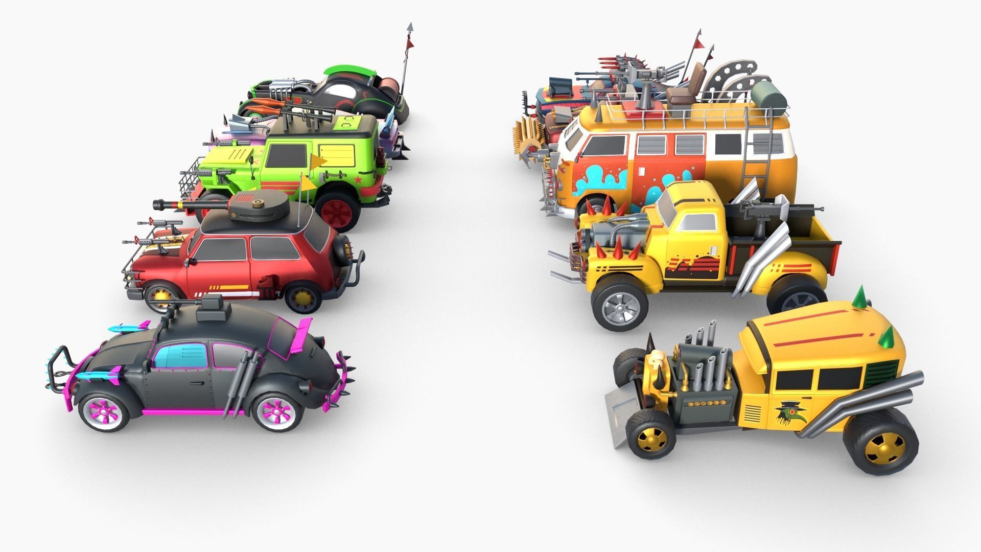 Lowpoly  Post Apocalyptic Car Sets  Low-poly 3D model_45