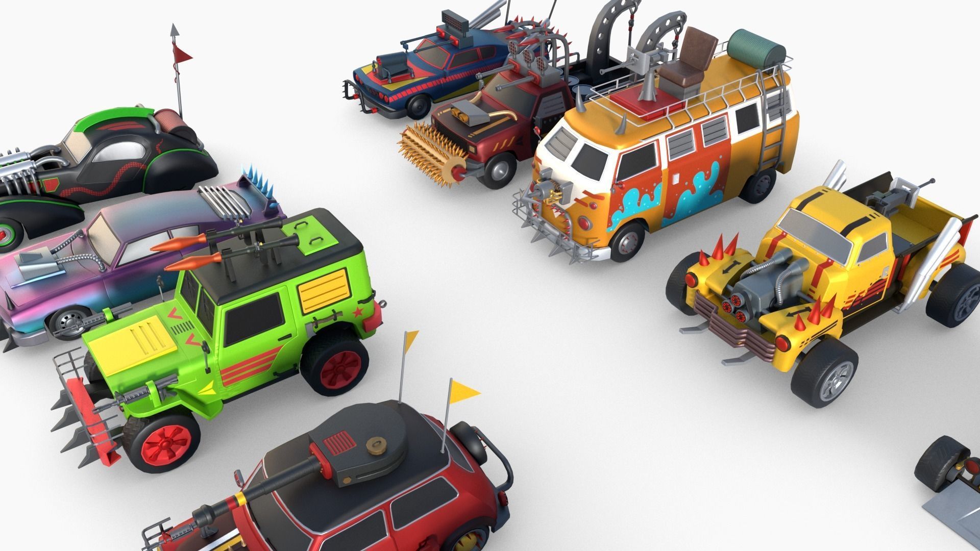 Lowpoly  Post Apocalyptic Car Sets  Low-poly 3D model_39