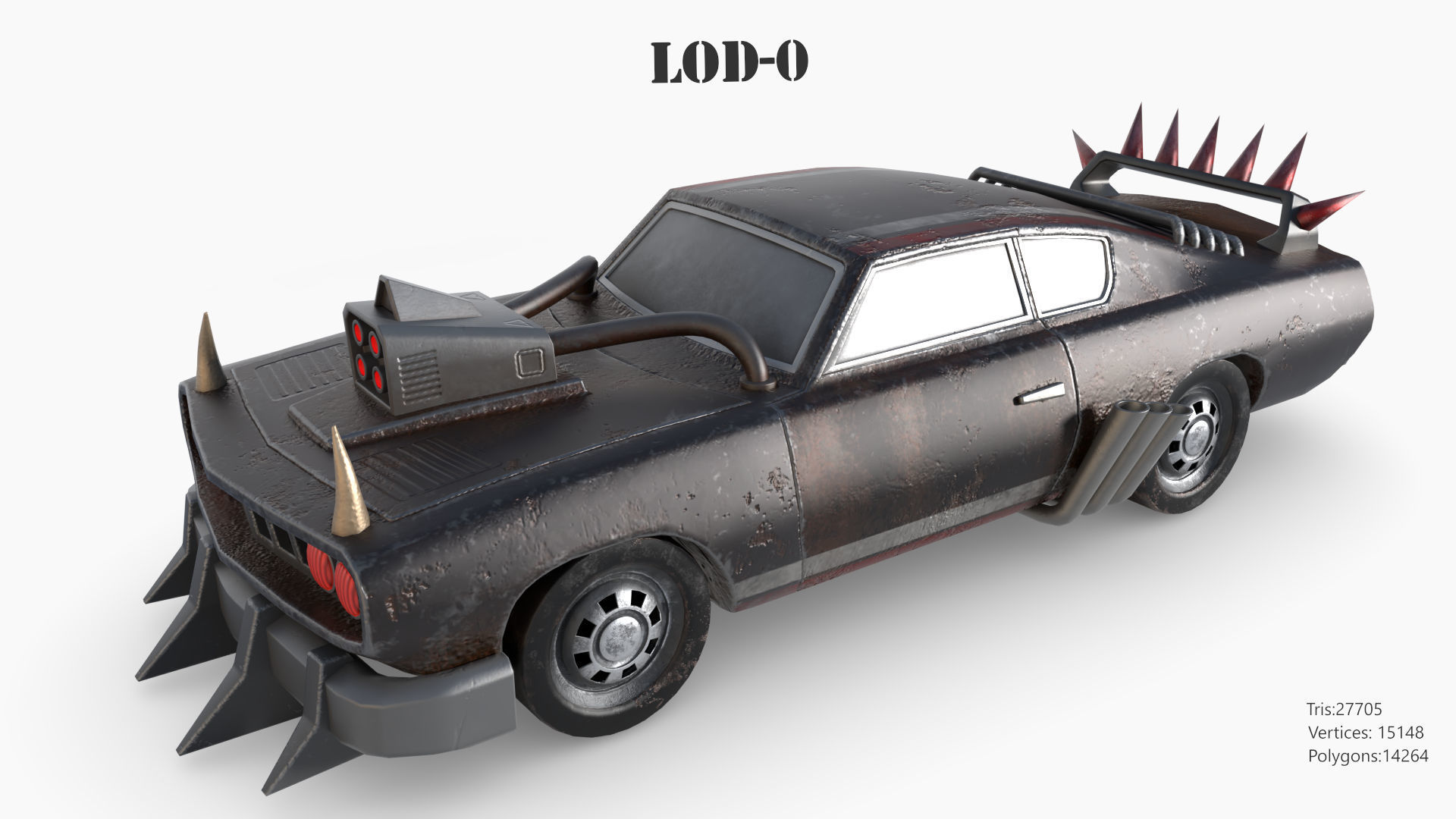 Lowpoly  Post Apocalyptic Car Sets  Low-poly 3D model_46