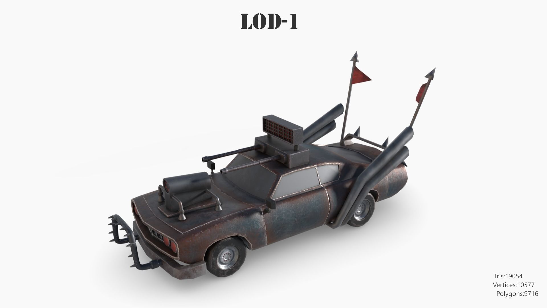 Lowpoly  Post Apocalyptic Car Sets  Low-poly 3D model_110