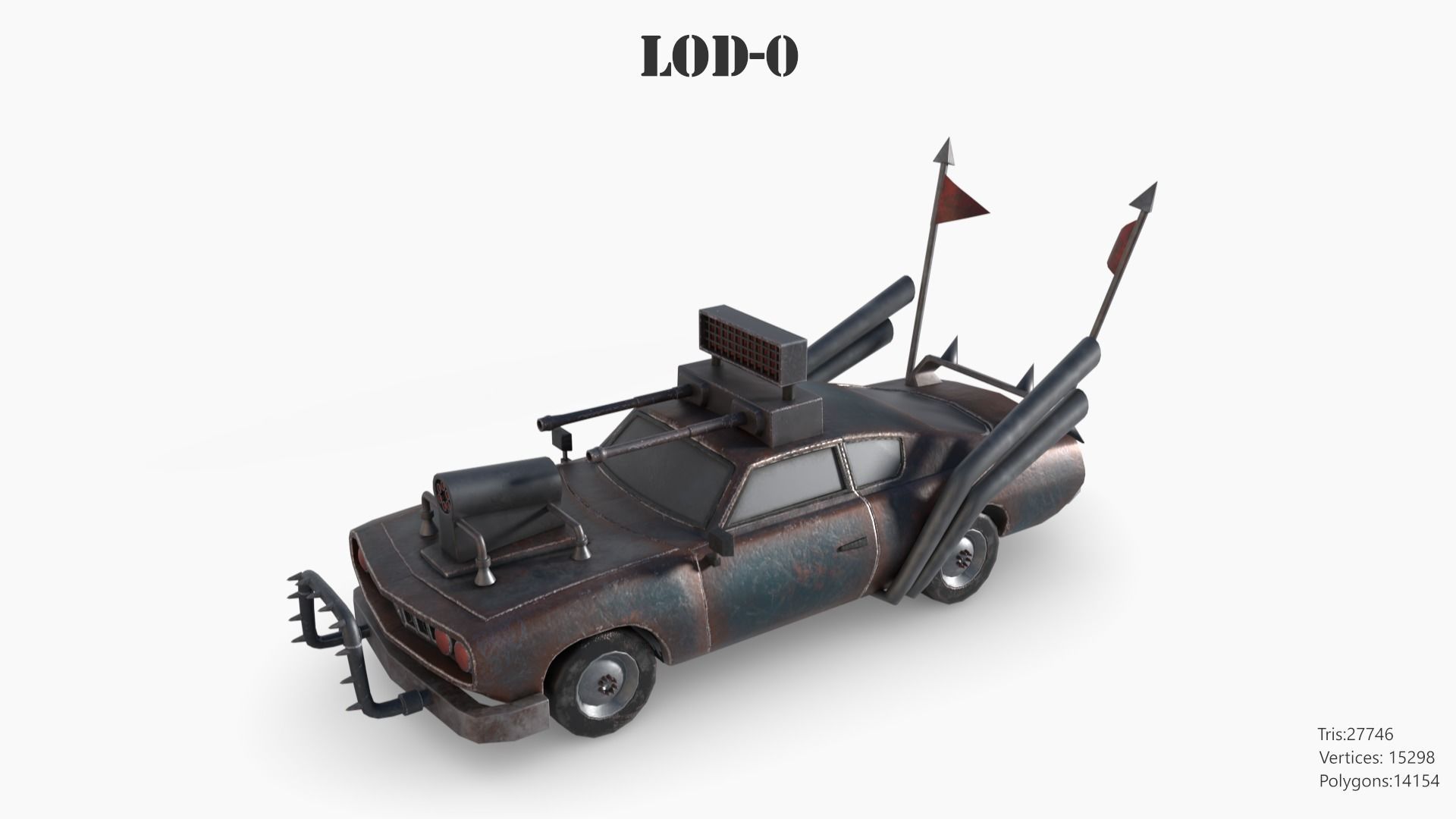 Lowpoly  Post Apocalyptic Car Sets  Low-poly 3D model_109