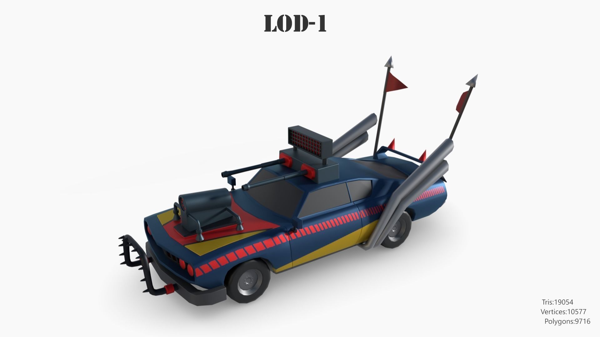 Lowpoly  Post Apocalyptic Car Sets  Low-poly 3D model_113