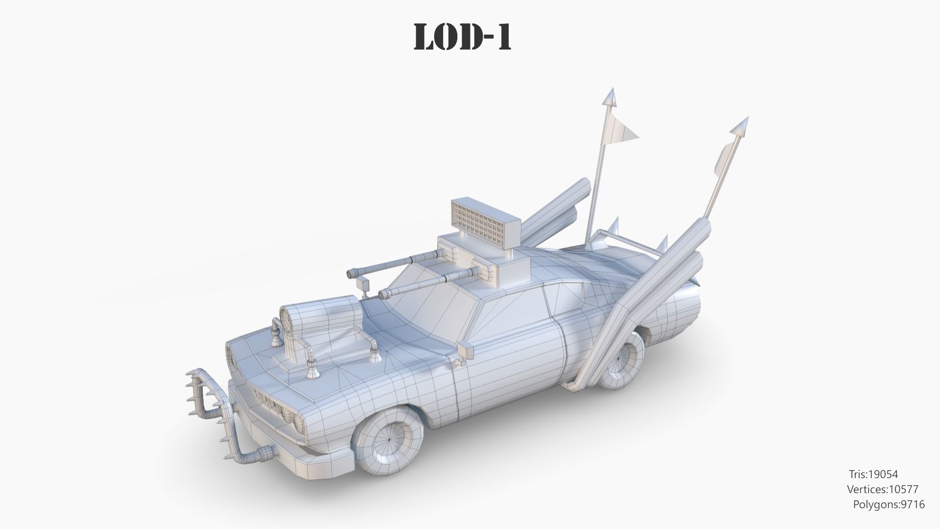 Lowpoly  Post Apocalyptic Car Sets  Low-poly 3D model_116