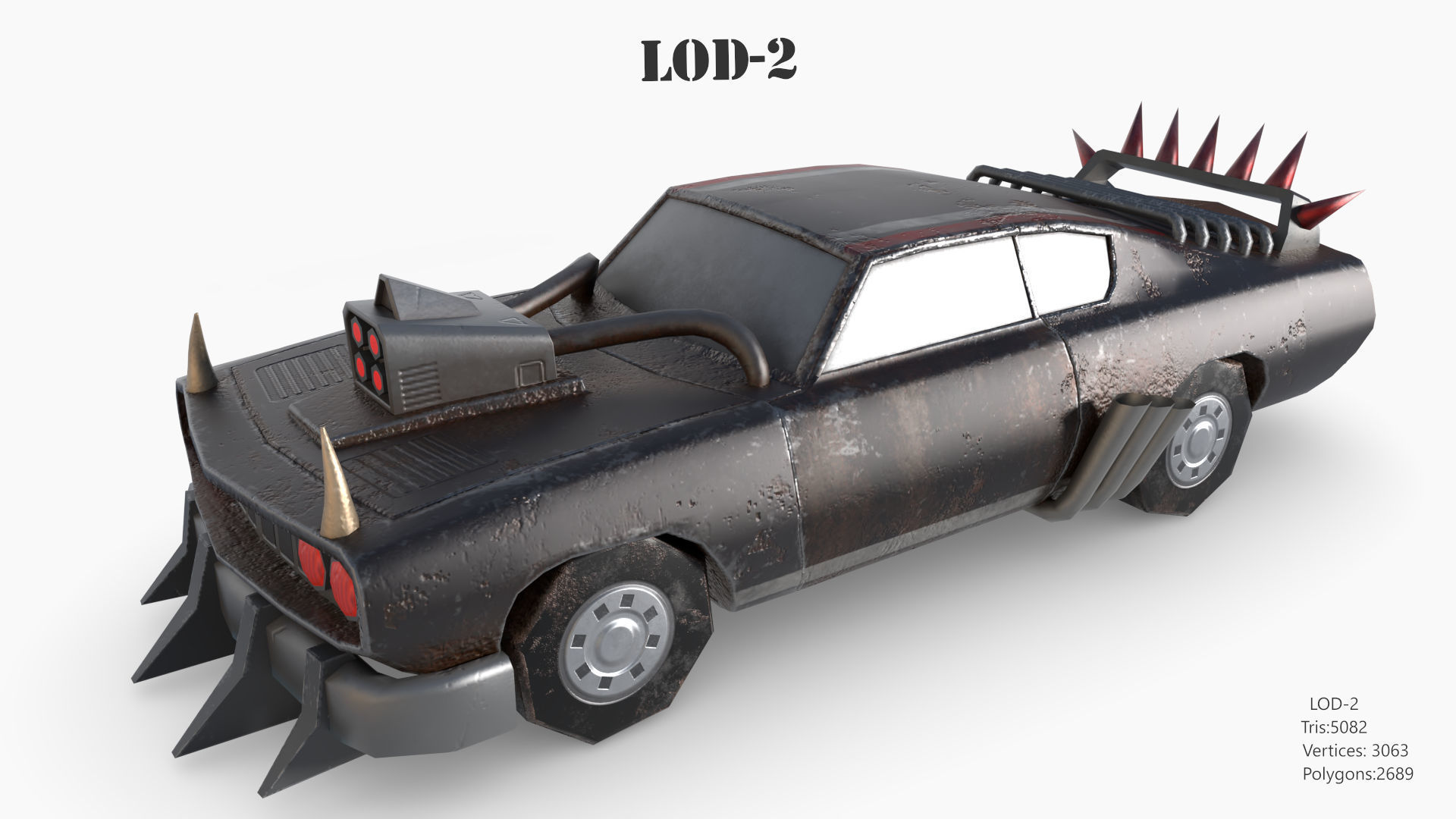 Lowpoly  Post Apocalyptic Car Sets  Low-poly 3D model_48