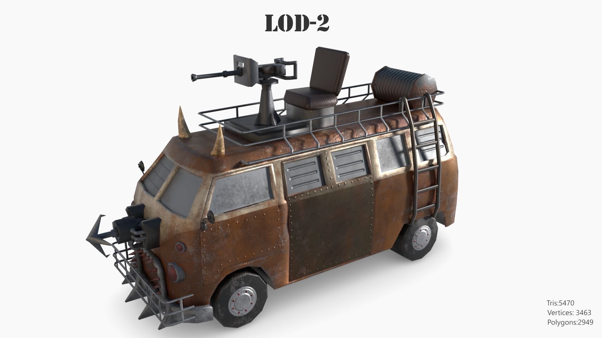 Lowpoly  Post Apocalyptic Car Sets  Low-poly 3D model_129