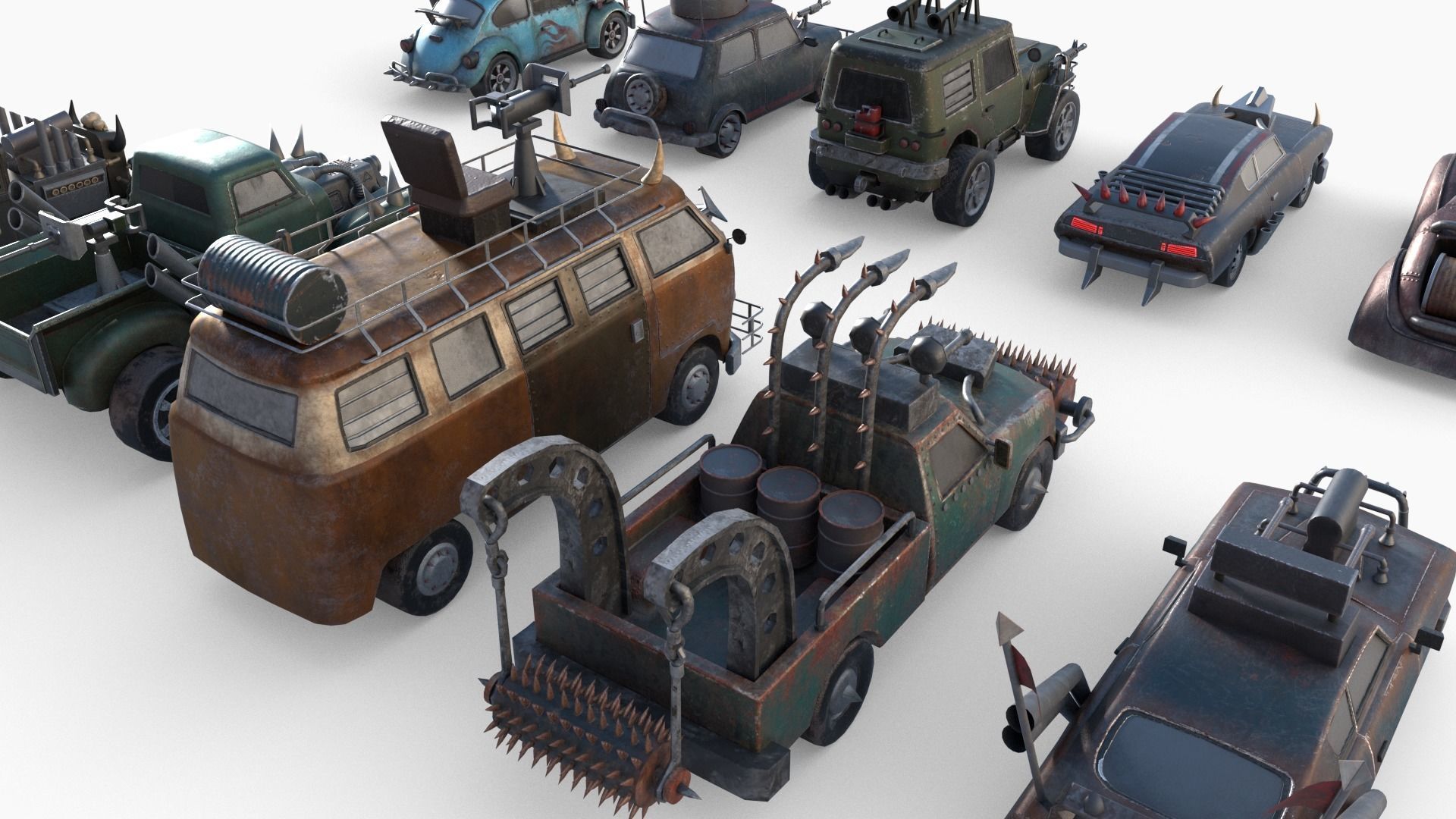 Lowpoly  Post Apocalyptic Car Sets  Low-poly 3D model_31