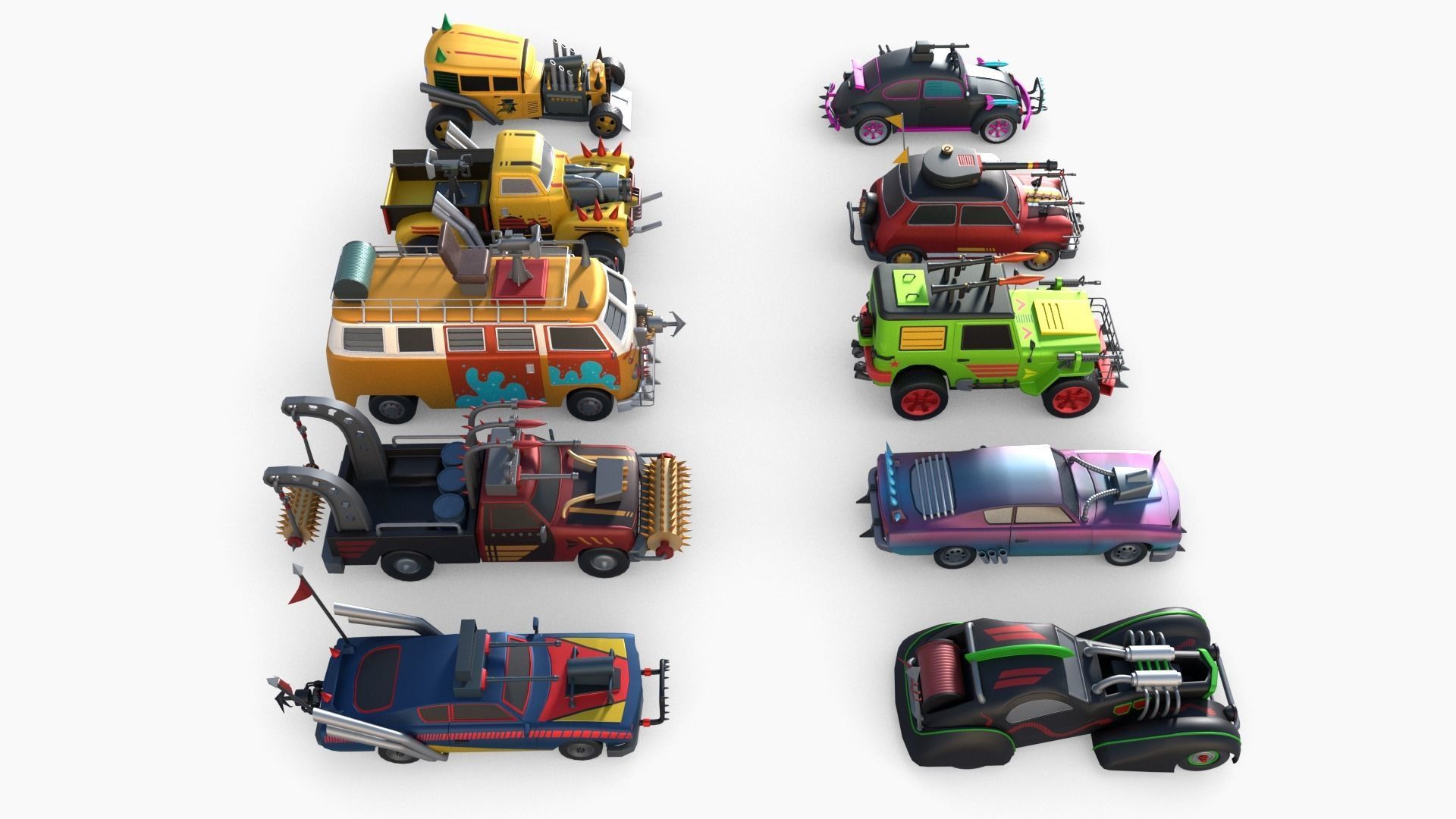 Lowpoly  Post Apocalyptic Car Sets  Low-poly 3D model_41