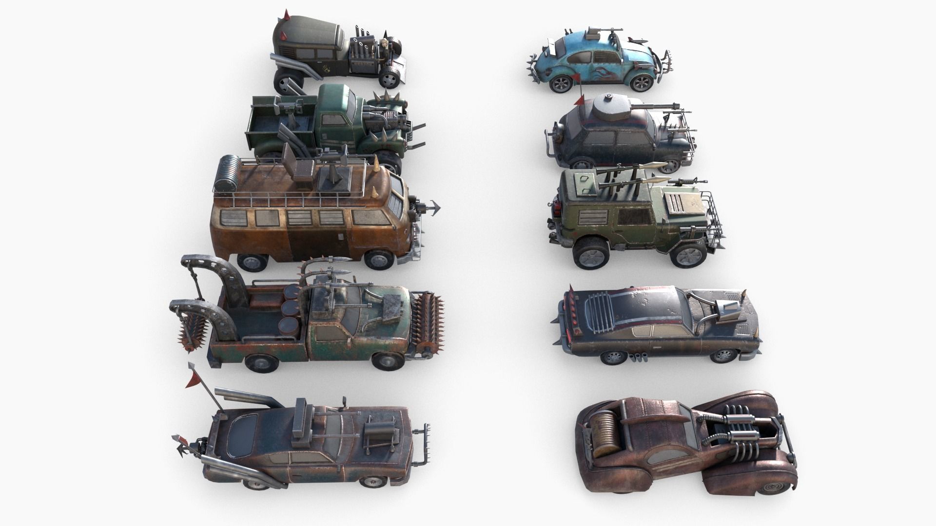 Lowpoly  Post Apocalyptic Car Sets  Low-poly 3D model_29