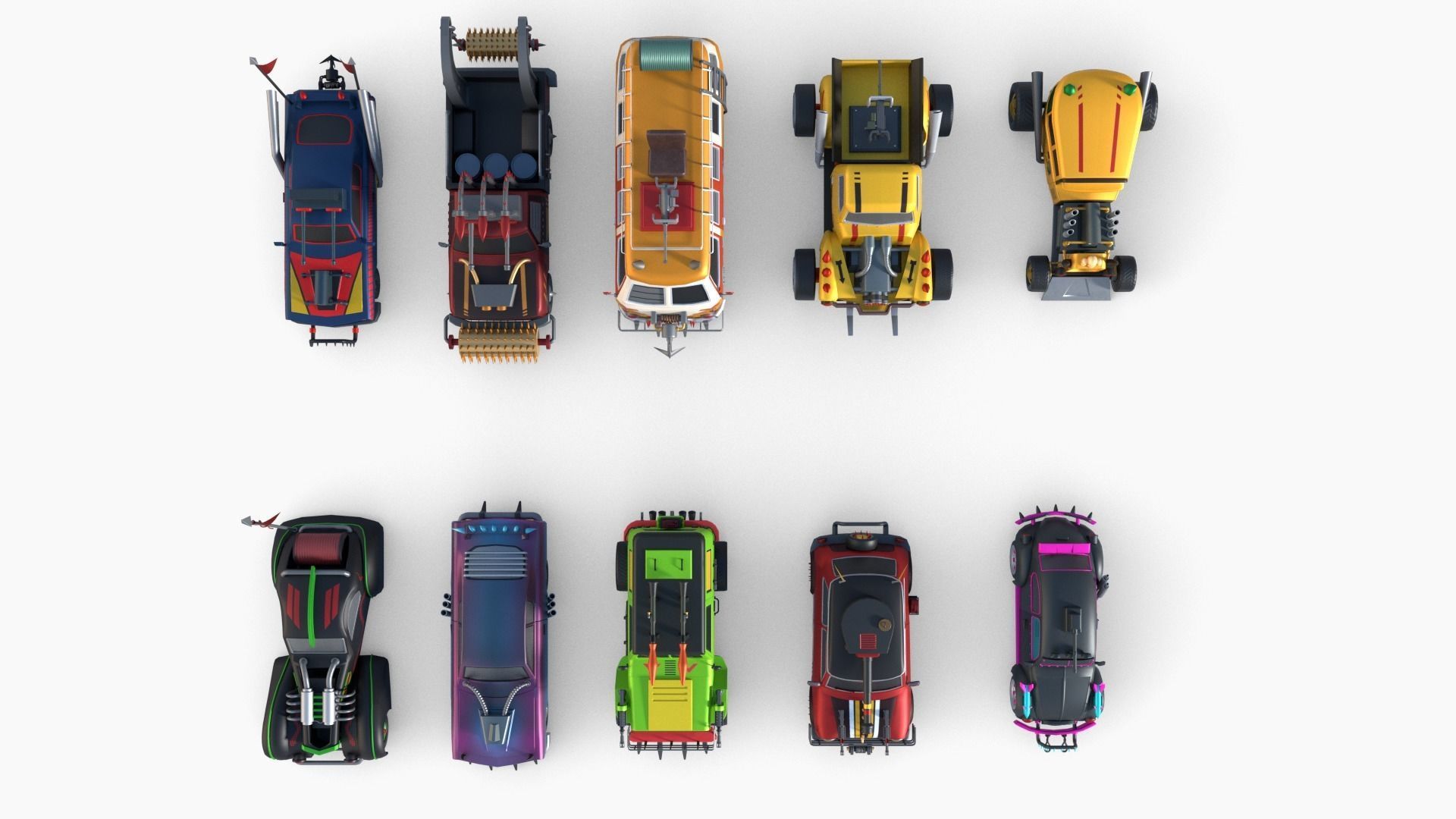 Lowpoly  Post Apocalyptic Car Sets  Low-poly 3D model_38