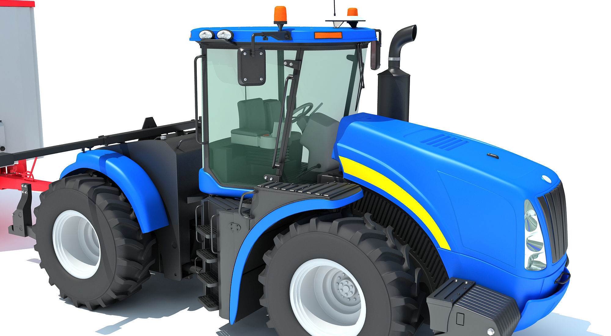 Tractor with Animal Transporter Trailer 3D model_14