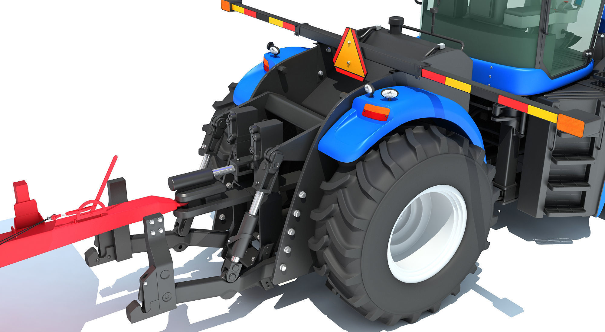 Tractor with Animal Transporter Trailer 3D model_15