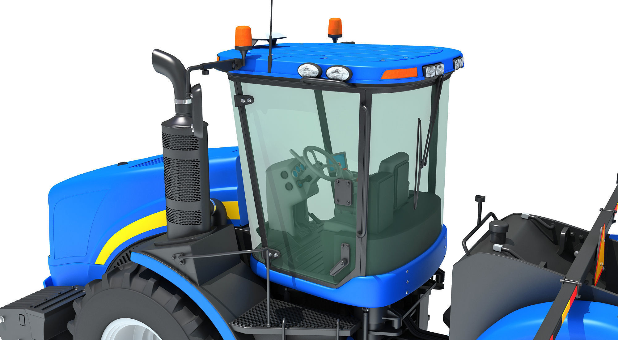 Tractor with Animal Transporter Trailer 3D model_13