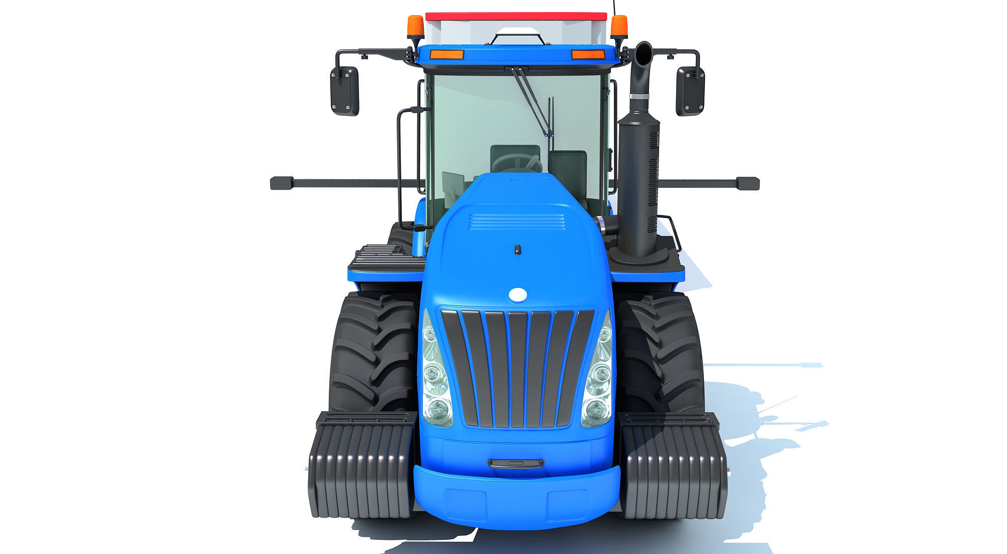 Tractor with Animal Transporter Trailer 3D model_11