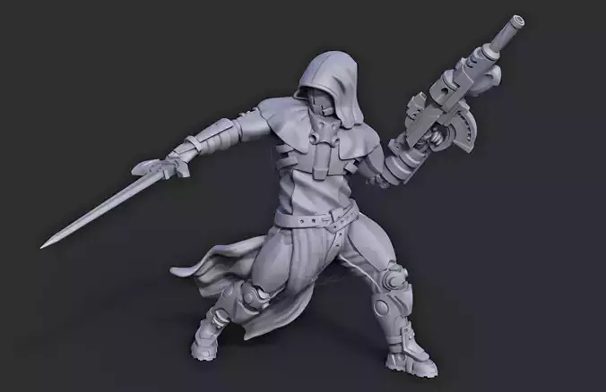 Sword and Rifle Soldier  Miniature - 3D print