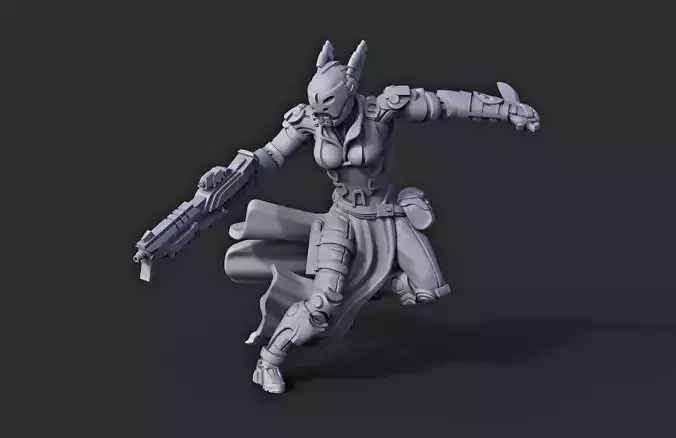 Female Soldier Miniature - 3D print 3D print model