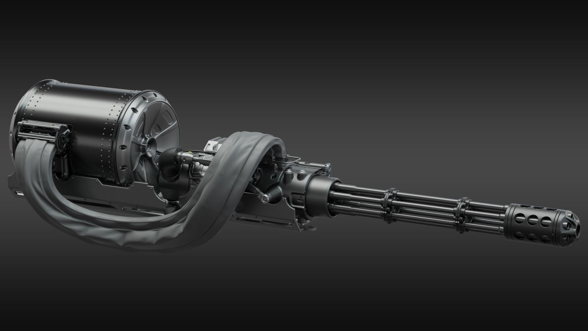 SciFi Minigun Automatic Cannon 3D model_2
