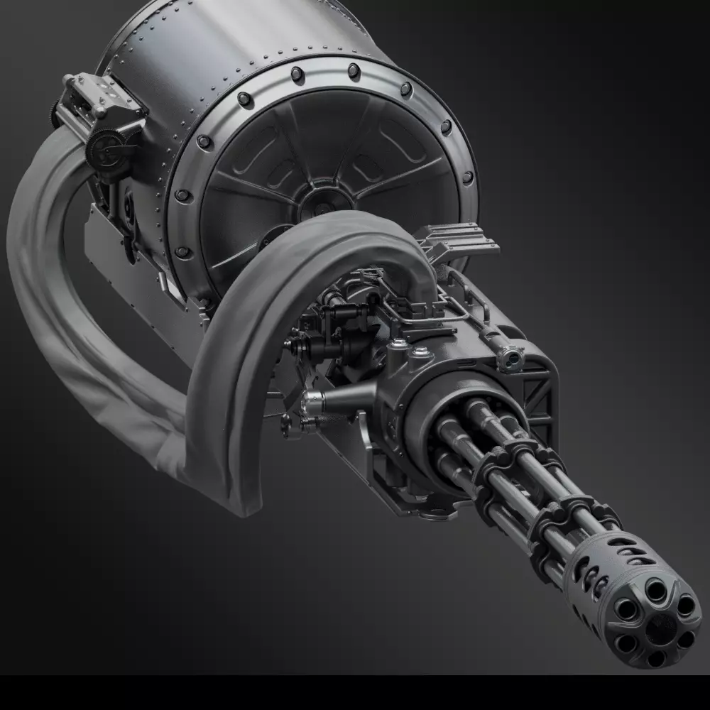SciFi Minigun Automatic Cannon 3D model_0