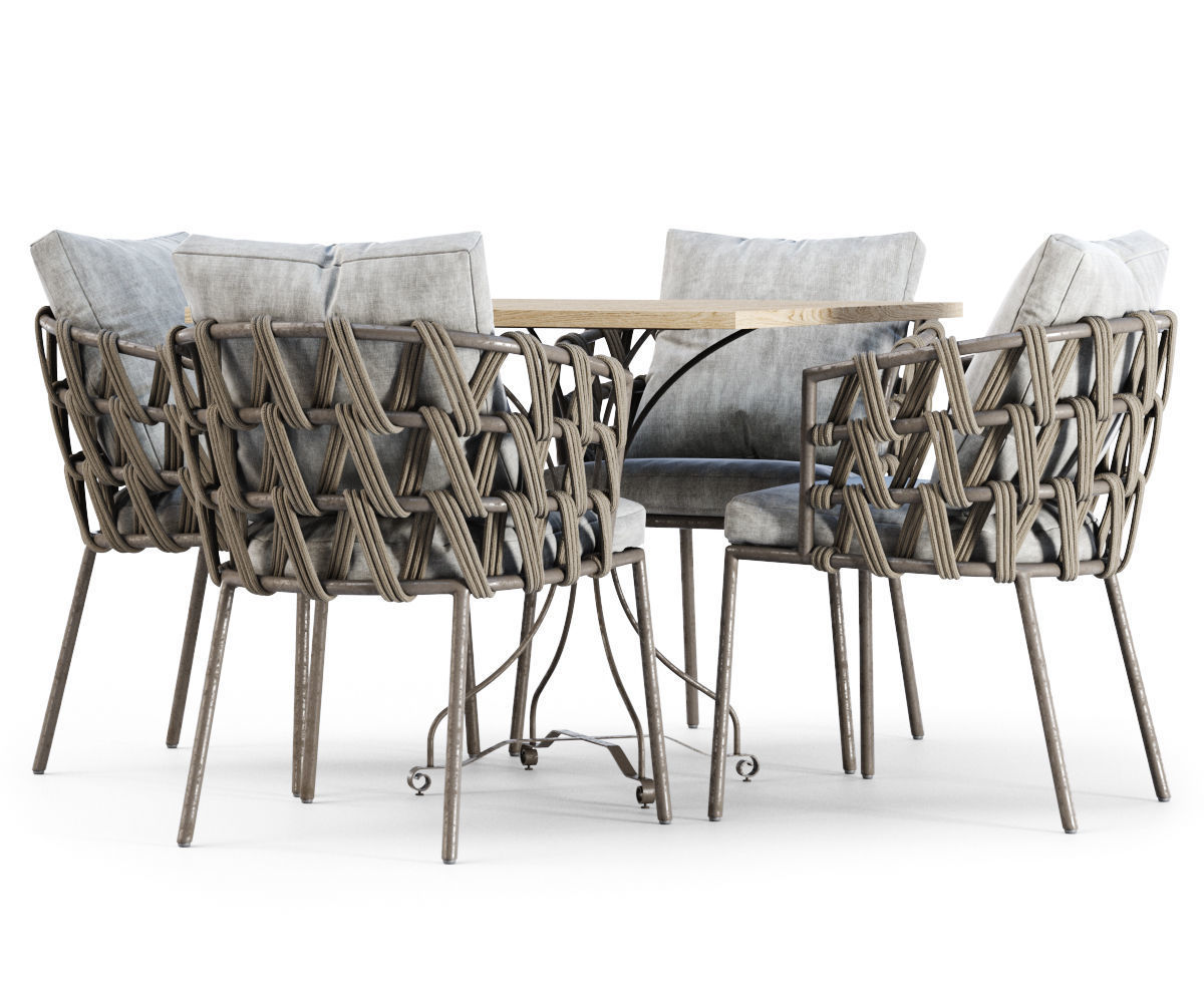 Outdoor garden furniture set v01  3D model_3