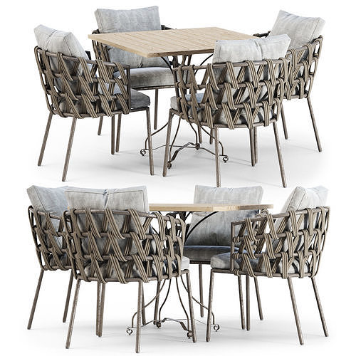 Outdoor garden furniture set v01  3D model