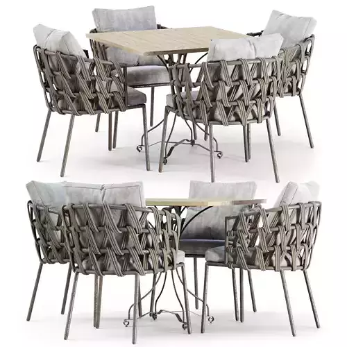 Outdoor garden furniture set v01  3D model