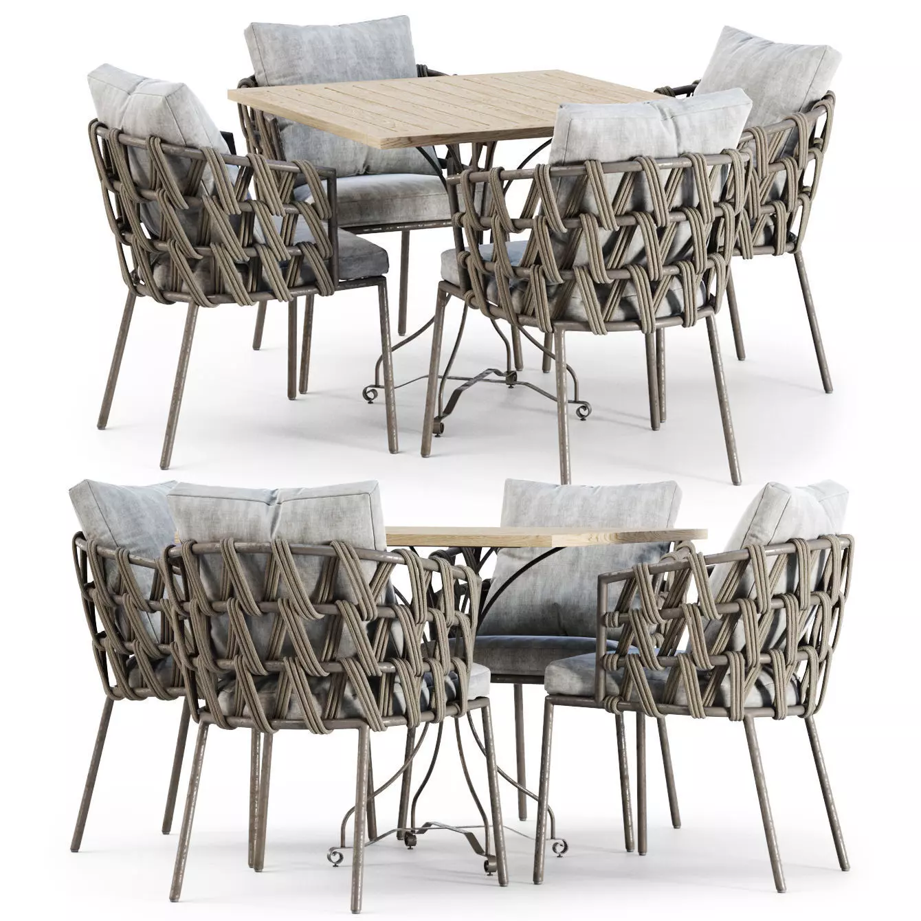 Outdoor garden furniture set v01  3D model_0