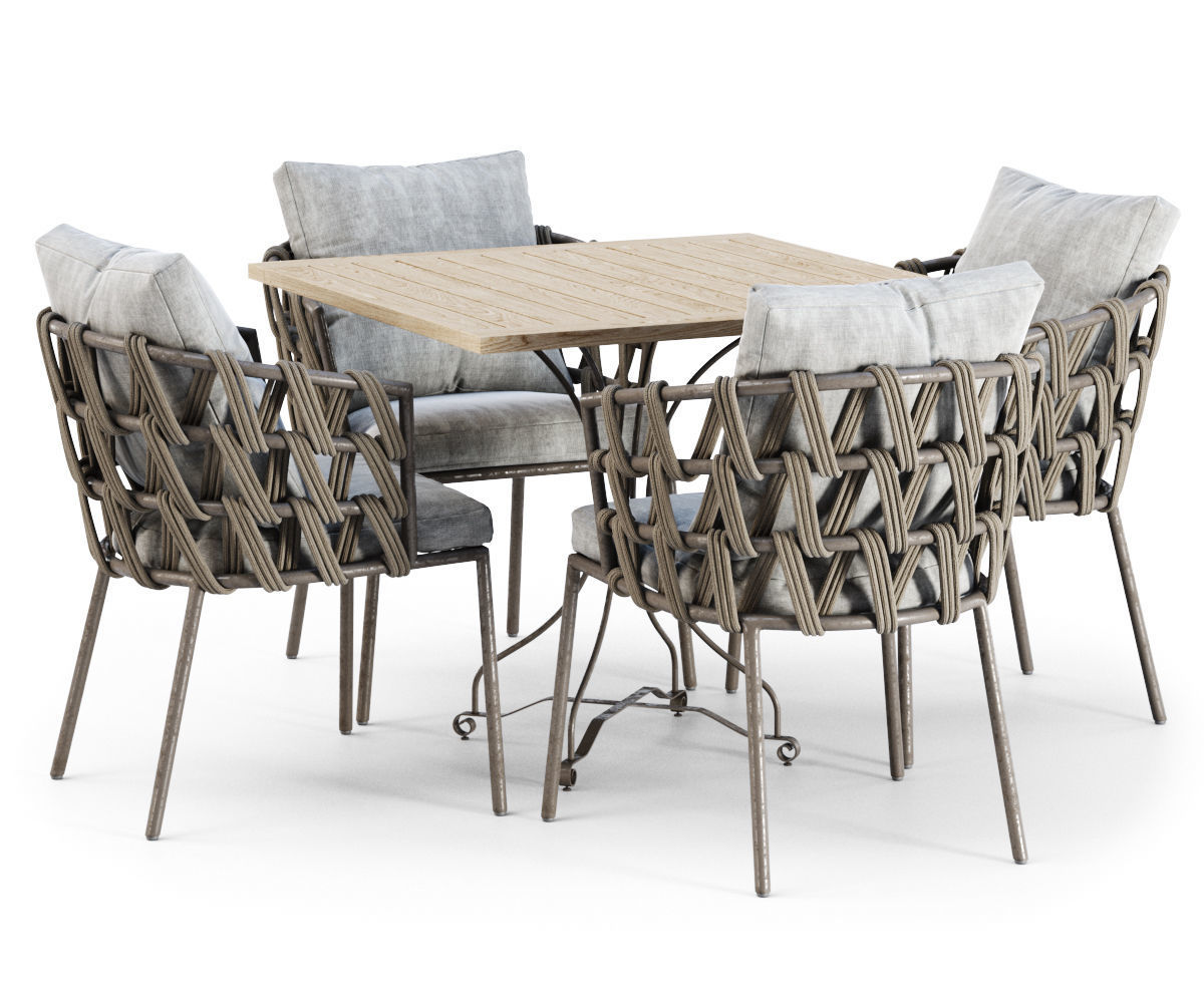 Outdoor garden furniture set v01  3D model_1