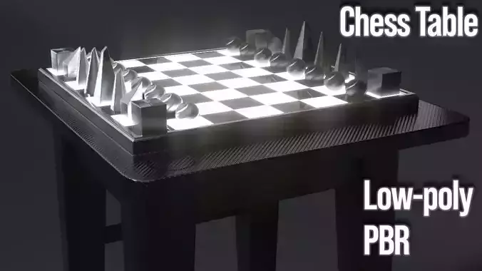 Modern Chess Table PBR Lowpoly  Low-poly 3D model