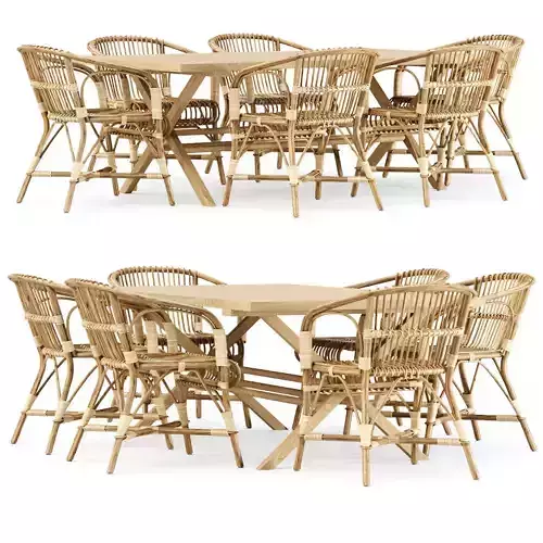 Outdoor garden furniture set v02  3D model