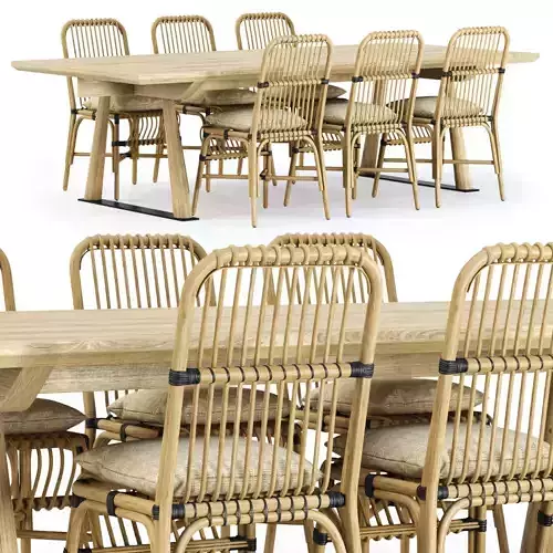 Outdoor garden furniture set v03  3D model