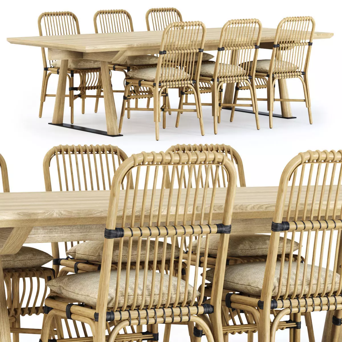 Outdoor garden furniture set v03 3D model