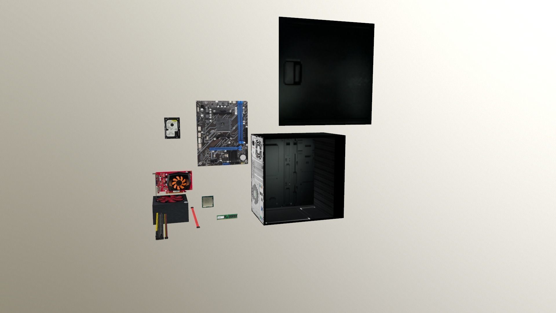 PSX style Computer Parts Low-poly 3D model_3