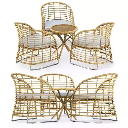Outdoor garden furniture set v04  3D model