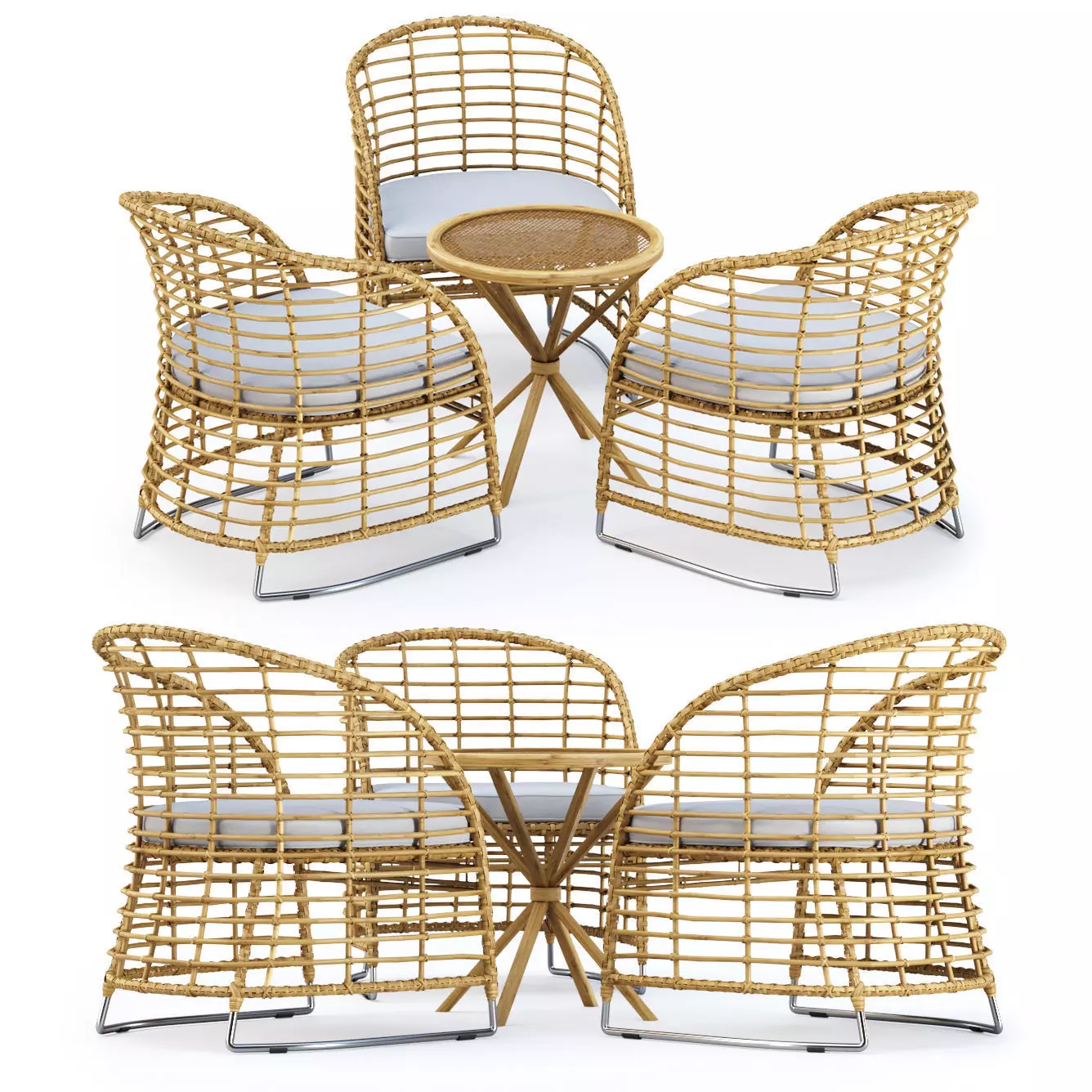 Outdoor garden furniture set v04 3D model