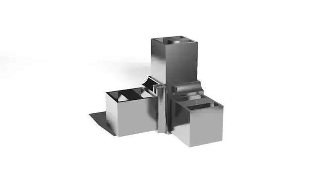 Connector 3 way - Square Tubing