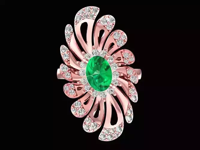 luxury diamond oval flower ring 3134