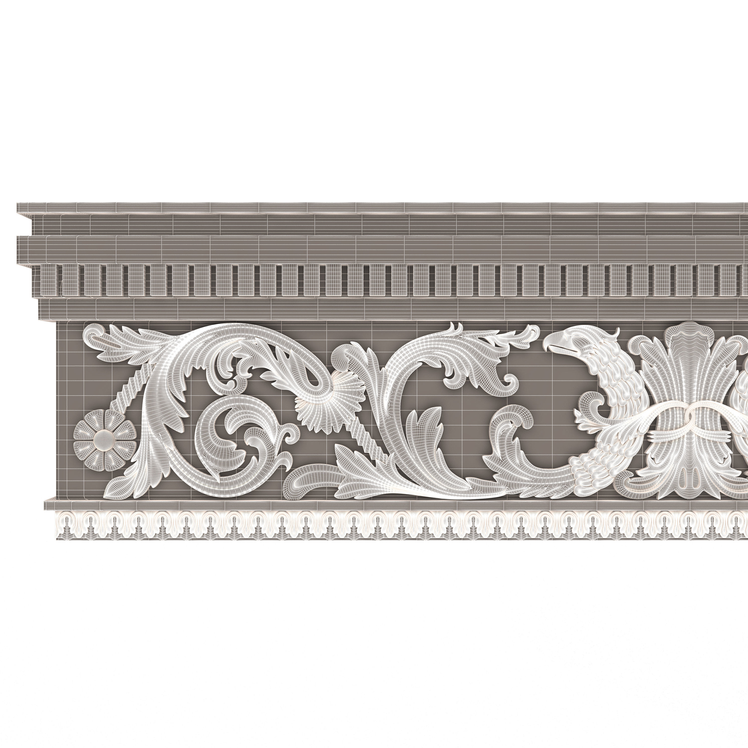 Cornice Decoration Molding 03 Low-poly 3D model_9