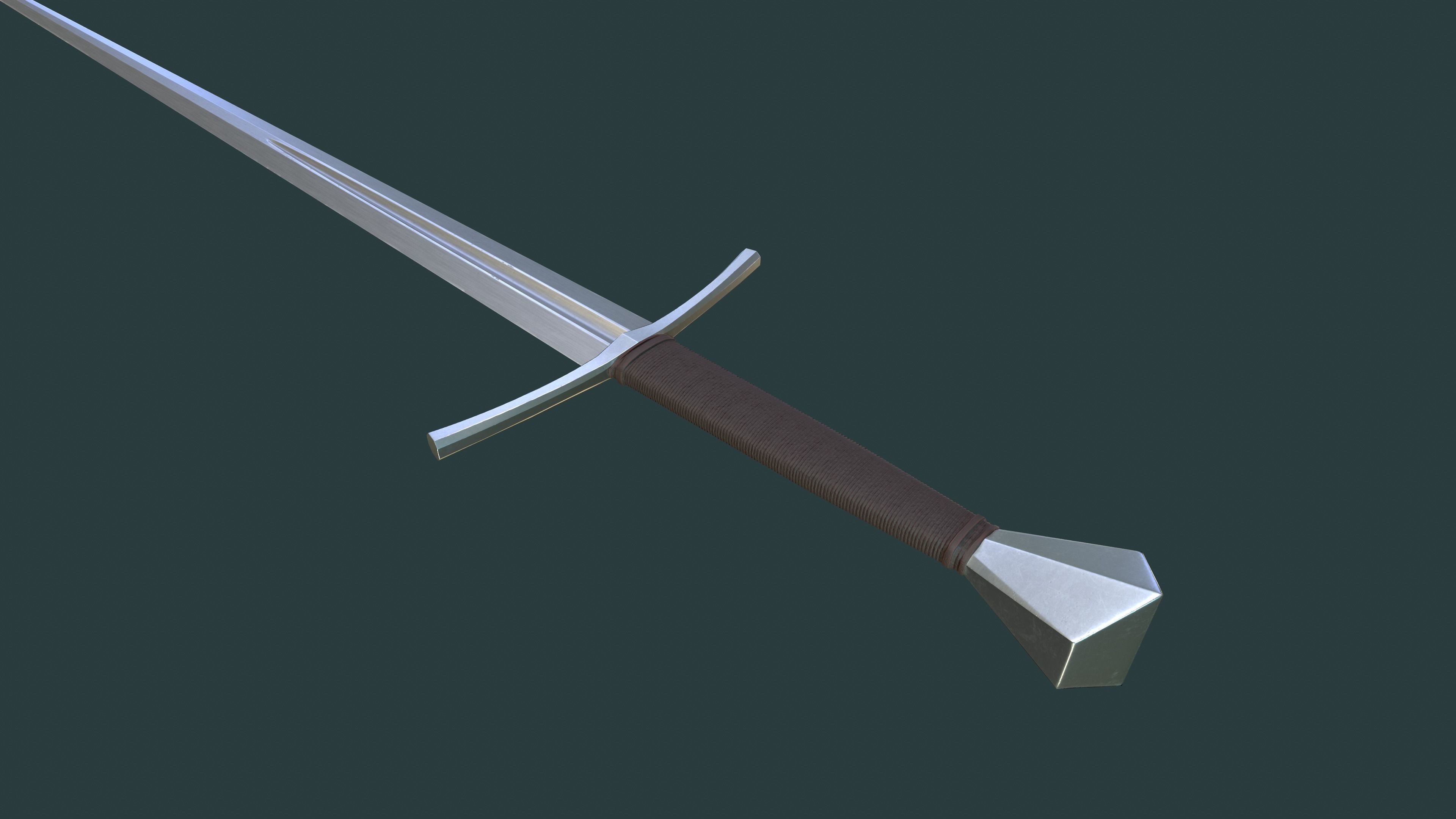 Albion Sempach Medieval Sword PBR game ready Low-poly 3D model_1