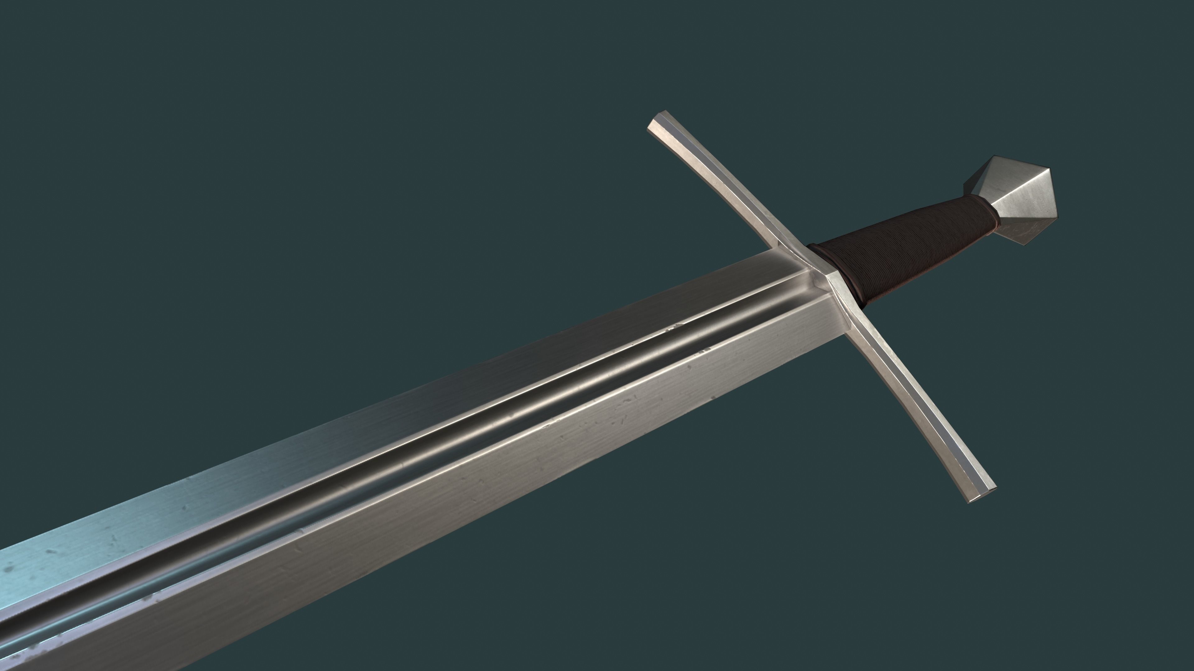 Albion Sempach Medieval Sword PBR game ready Low-poly 3D model_2