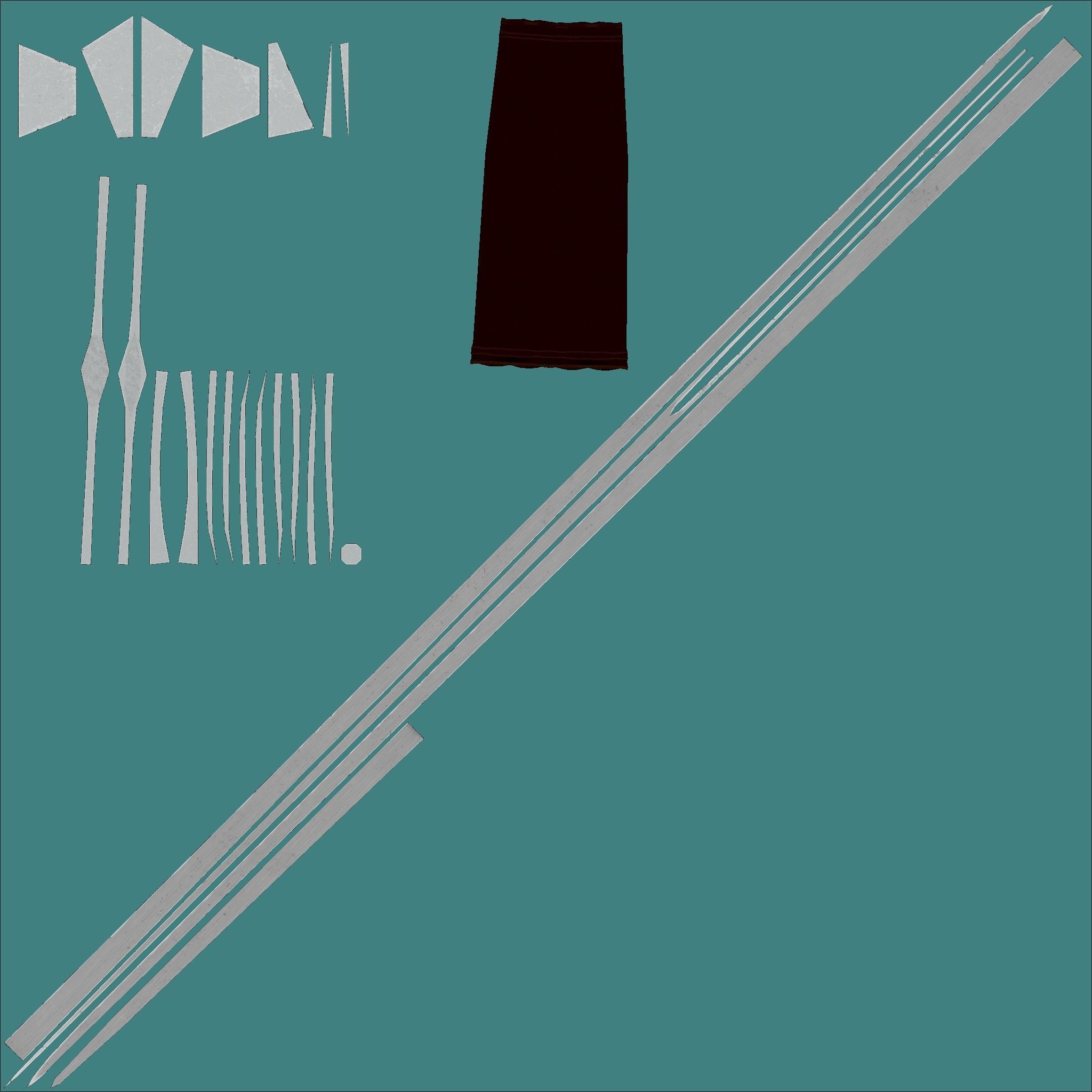 Albion Sempach Medieval Sword PBR game ready Low-poly 3D model_6