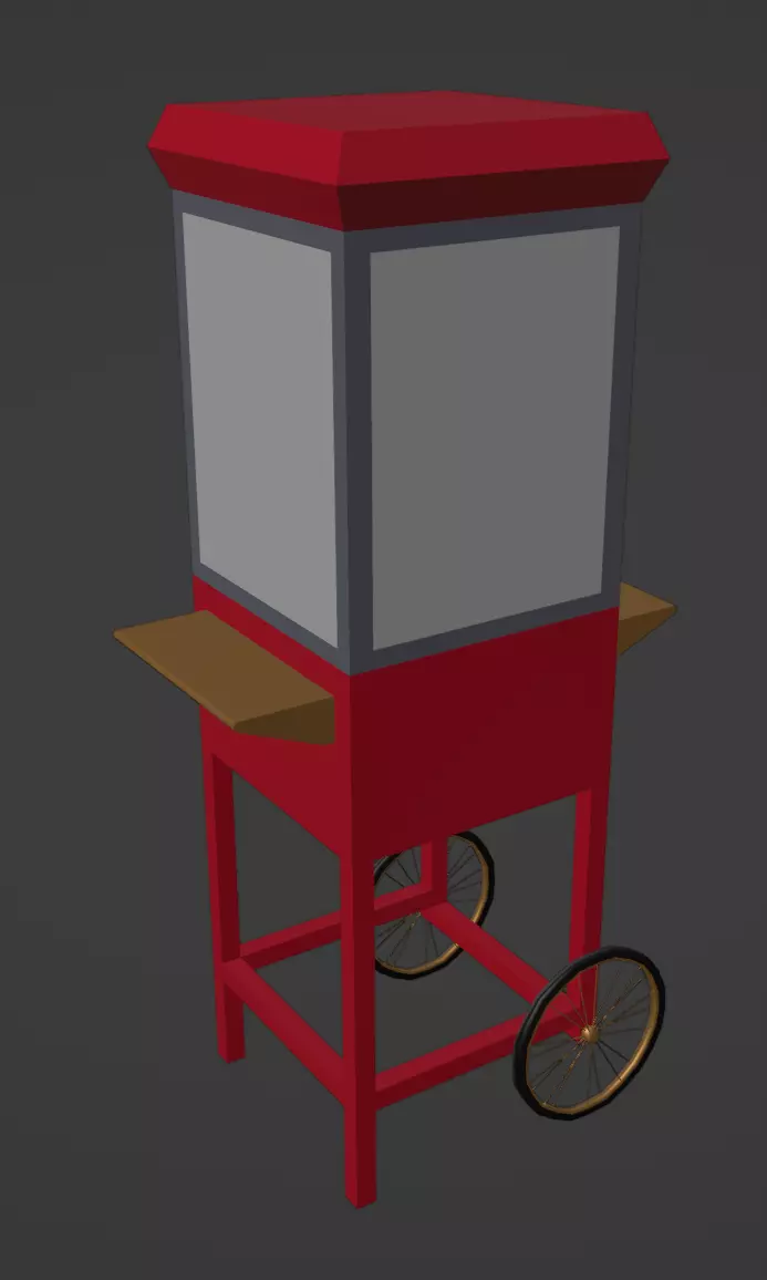 Carnival Popcorn Stand 3D model_0