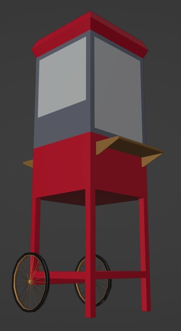 Carnival Popcorn Stand 3D model_1