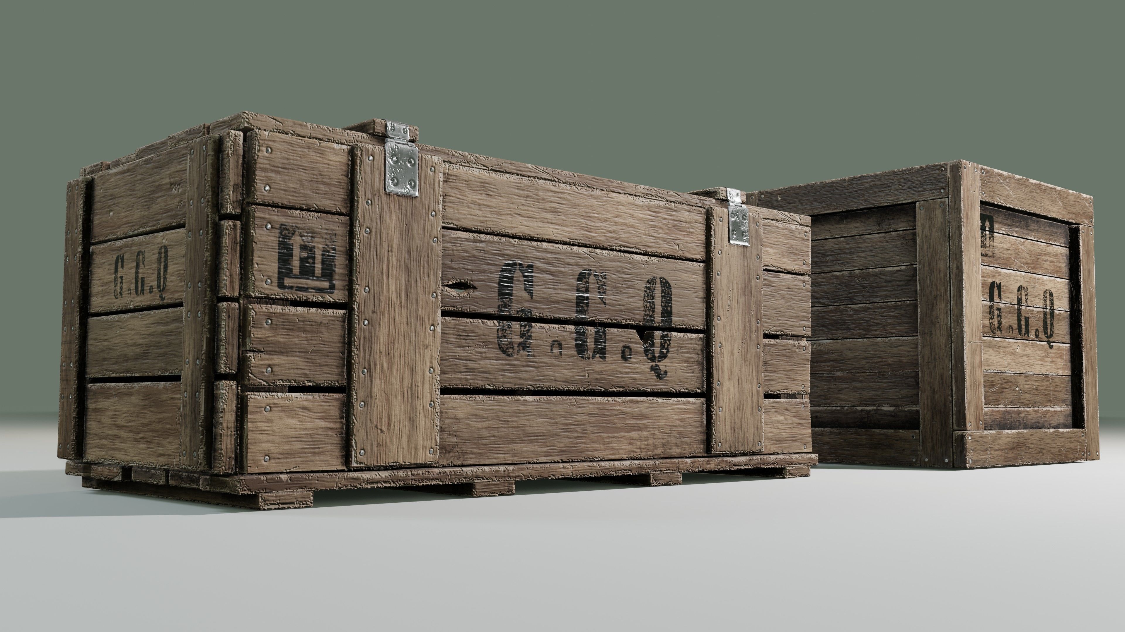 Wooden boxes Low-poly 3D model_18