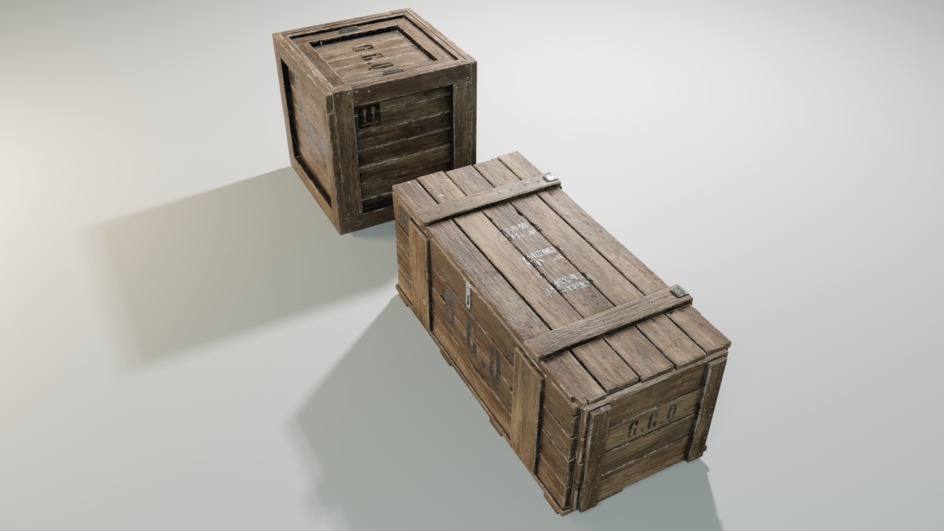 Wooden boxes Low-poly 3D model_14