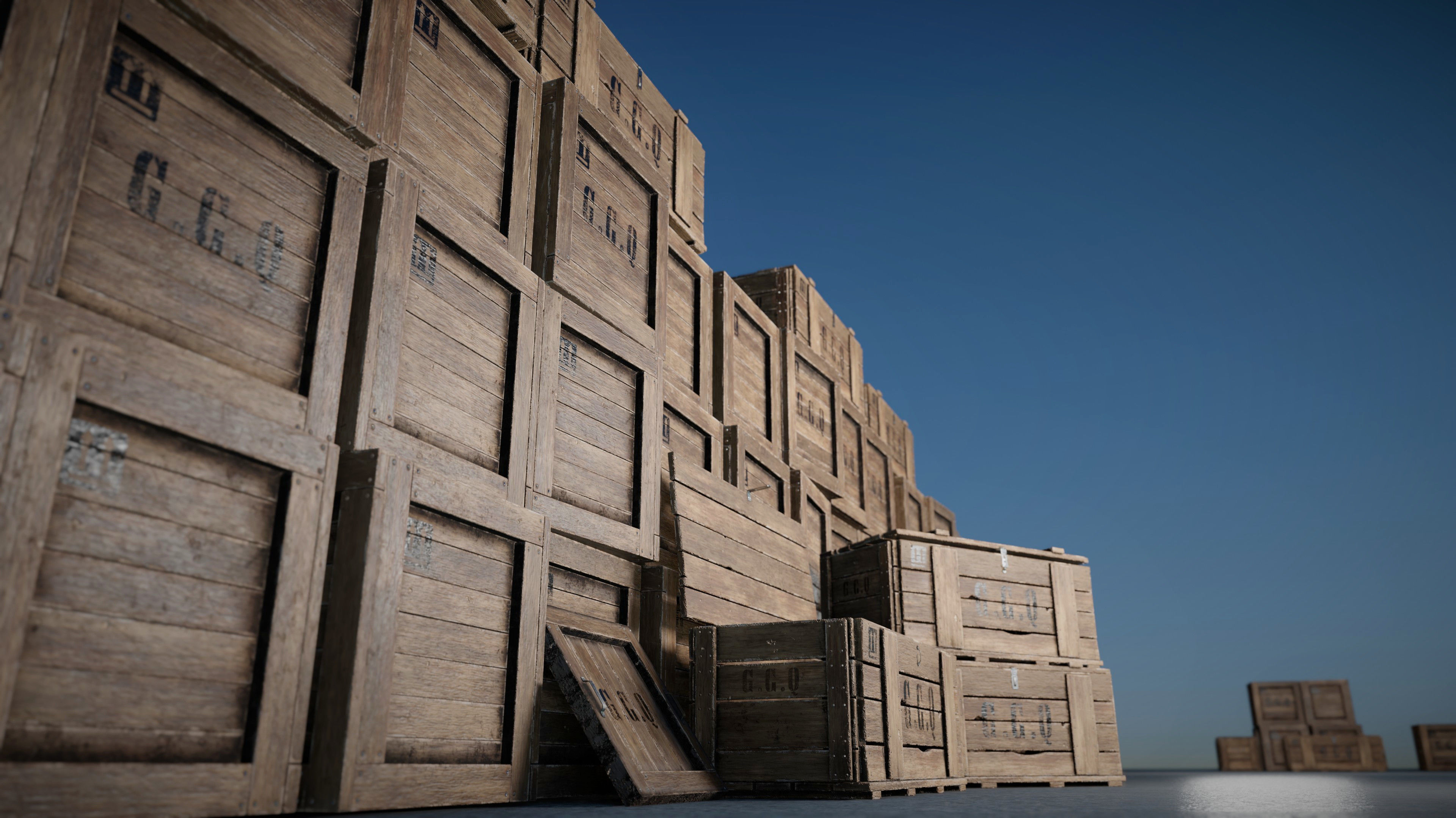 Wooden boxes Low-poly 3D model_2