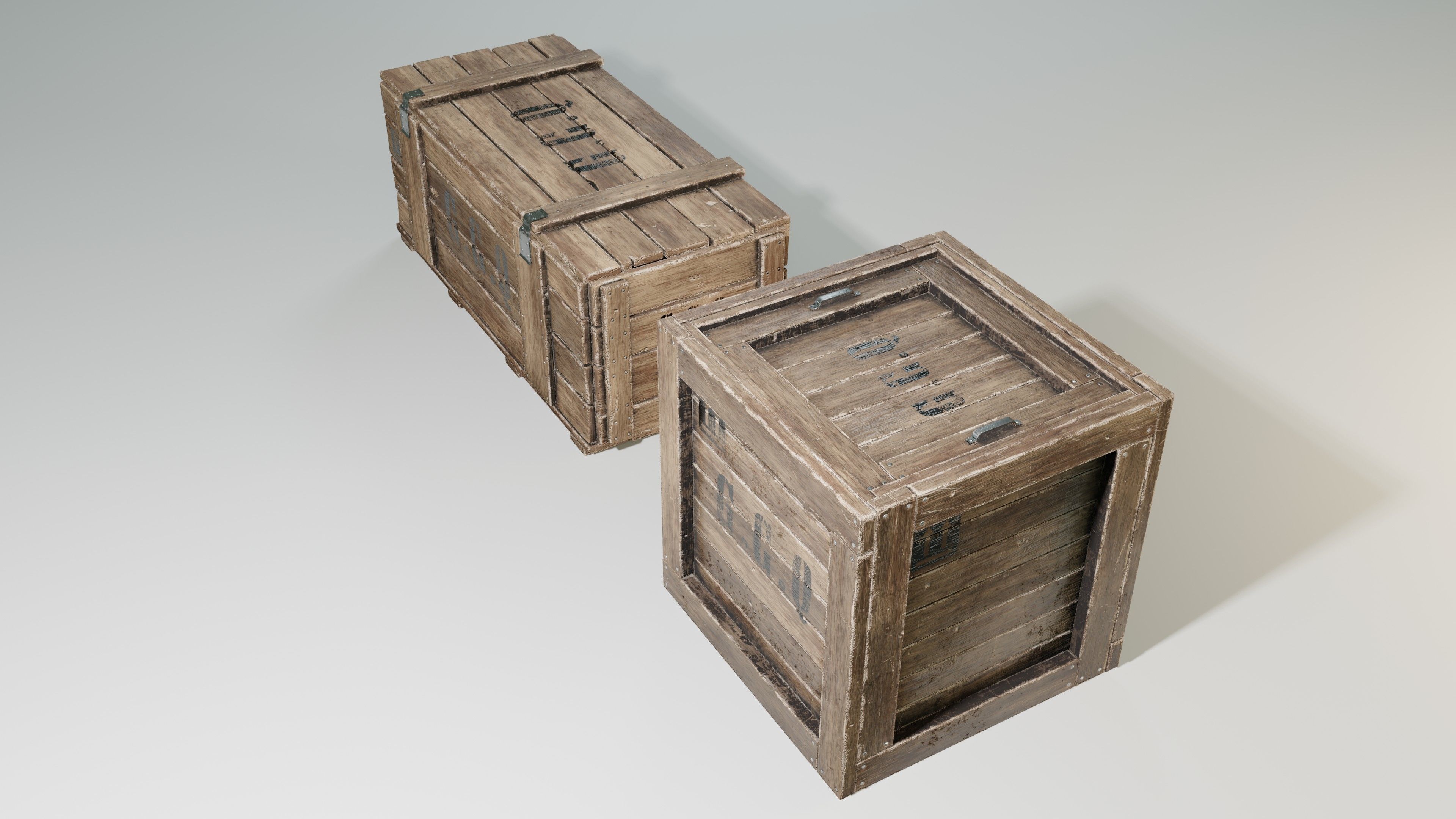 Wooden boxes Low-poly 3D model_17