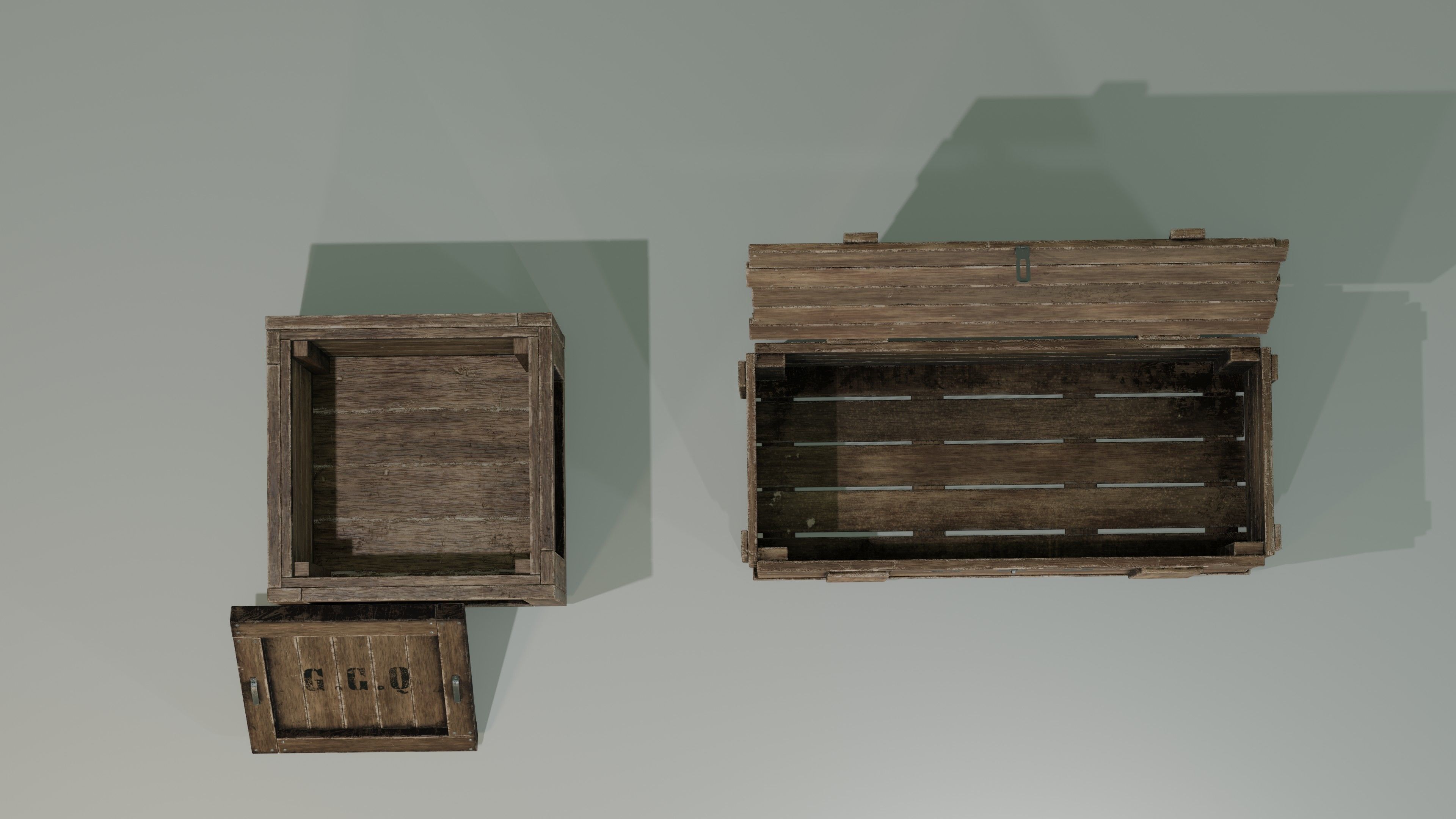 Wooden boxes Low-poly 3D model_9