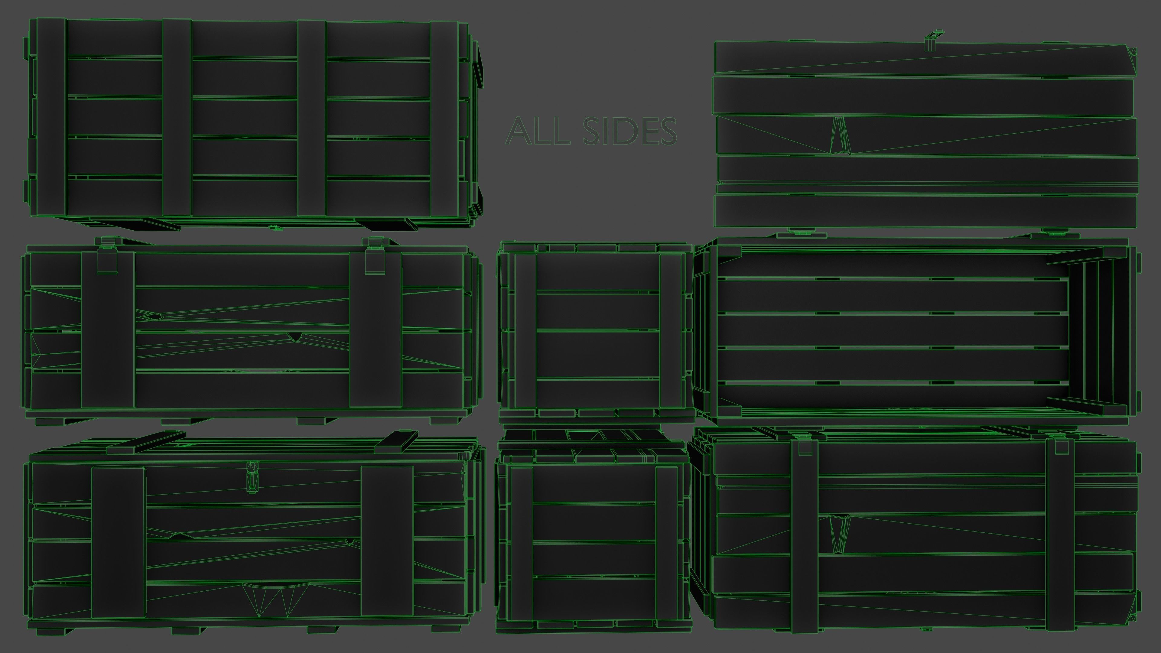 Wooden boxes Low-poly 3D model_13