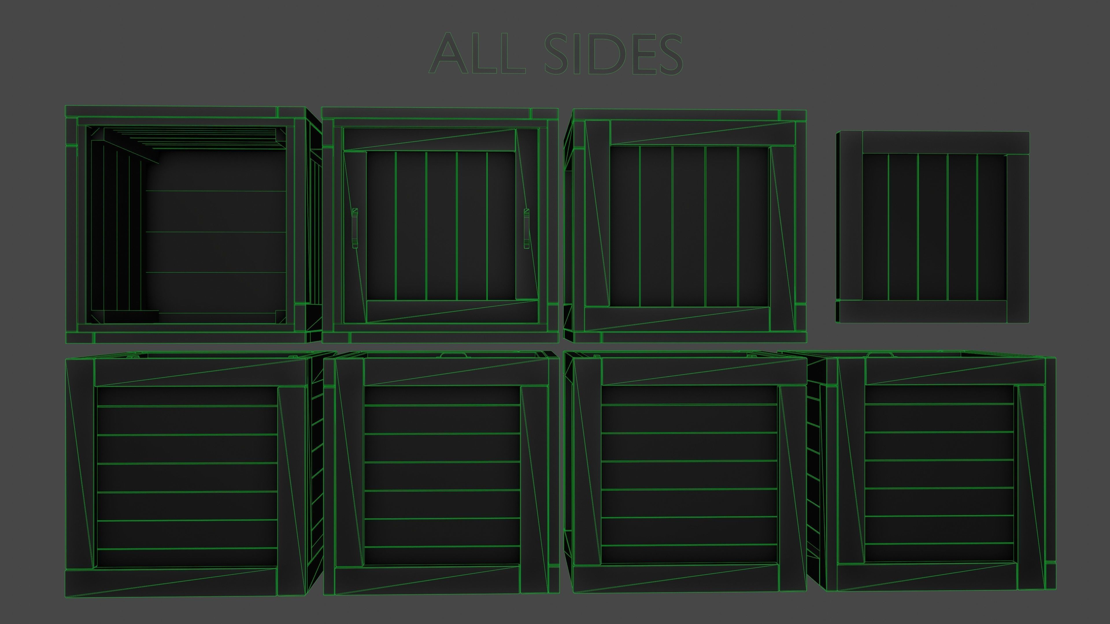Wooden boxes Low-poly 3D model_11
